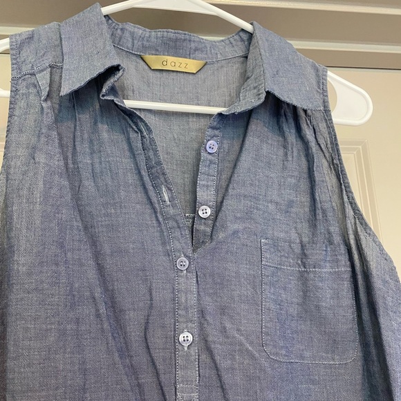 Dazz Denim Collared Tank Top - Picture 3 of 3